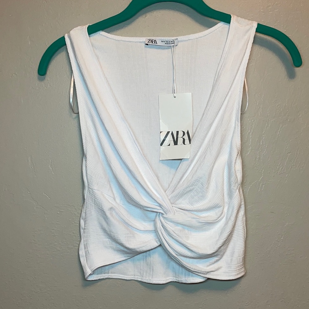 NWT Zara Textured Top w/ Knot Sz Small
